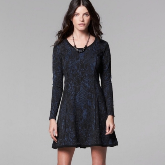 NWT Simply Vera Wank Navy Blue/Black Dress - Picture 1 of 7